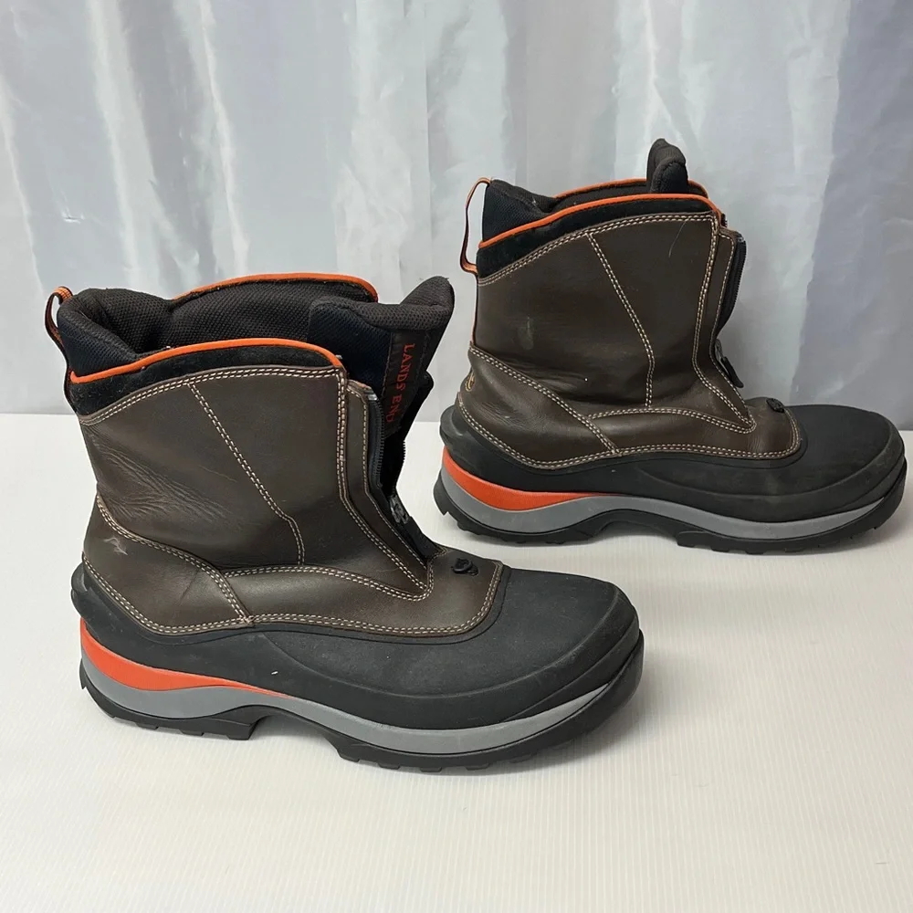 Lands' End Men's Black and Brown Snow Boots. 2327